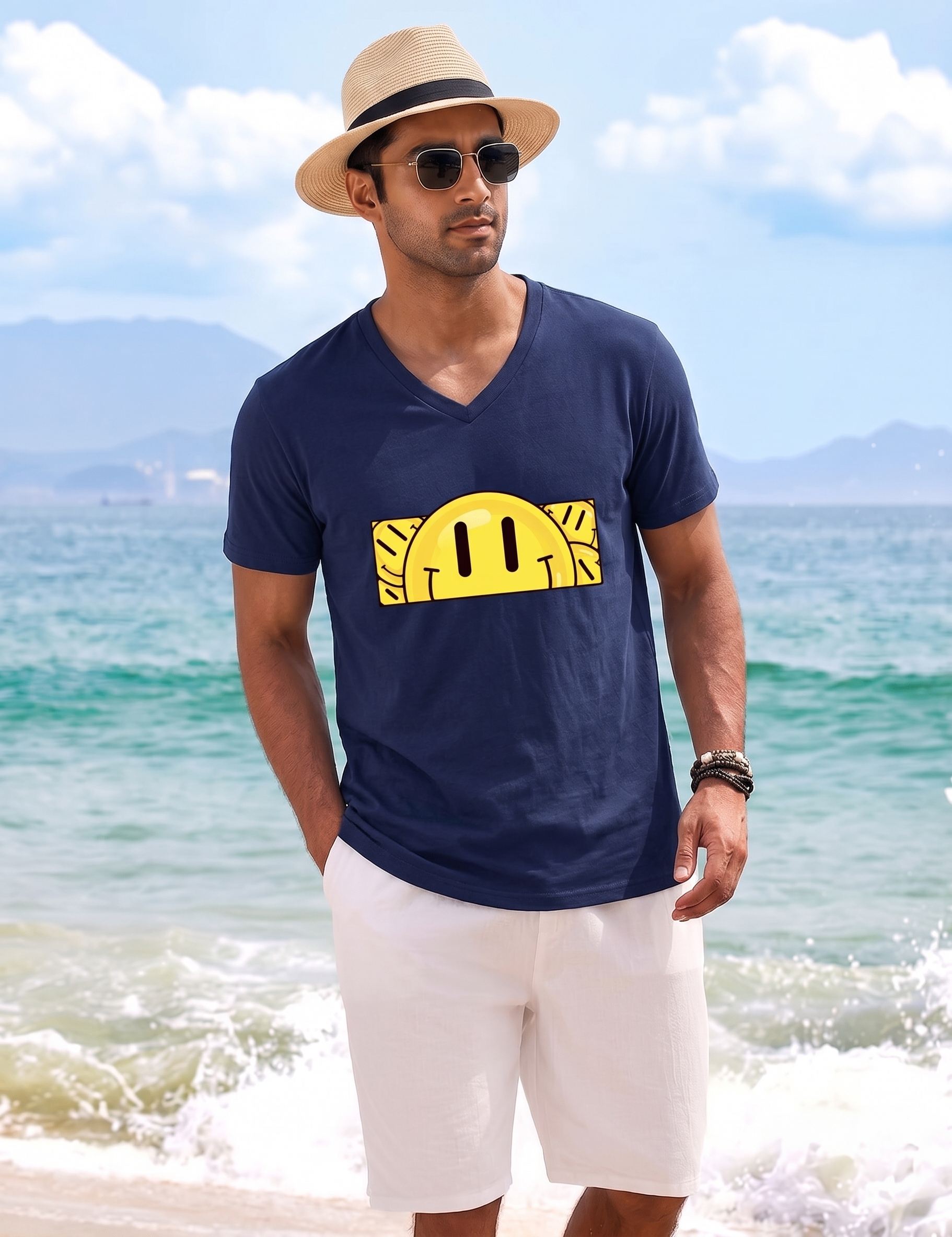 Smile Unisex V Neck T-Shirt ECLX-25-120