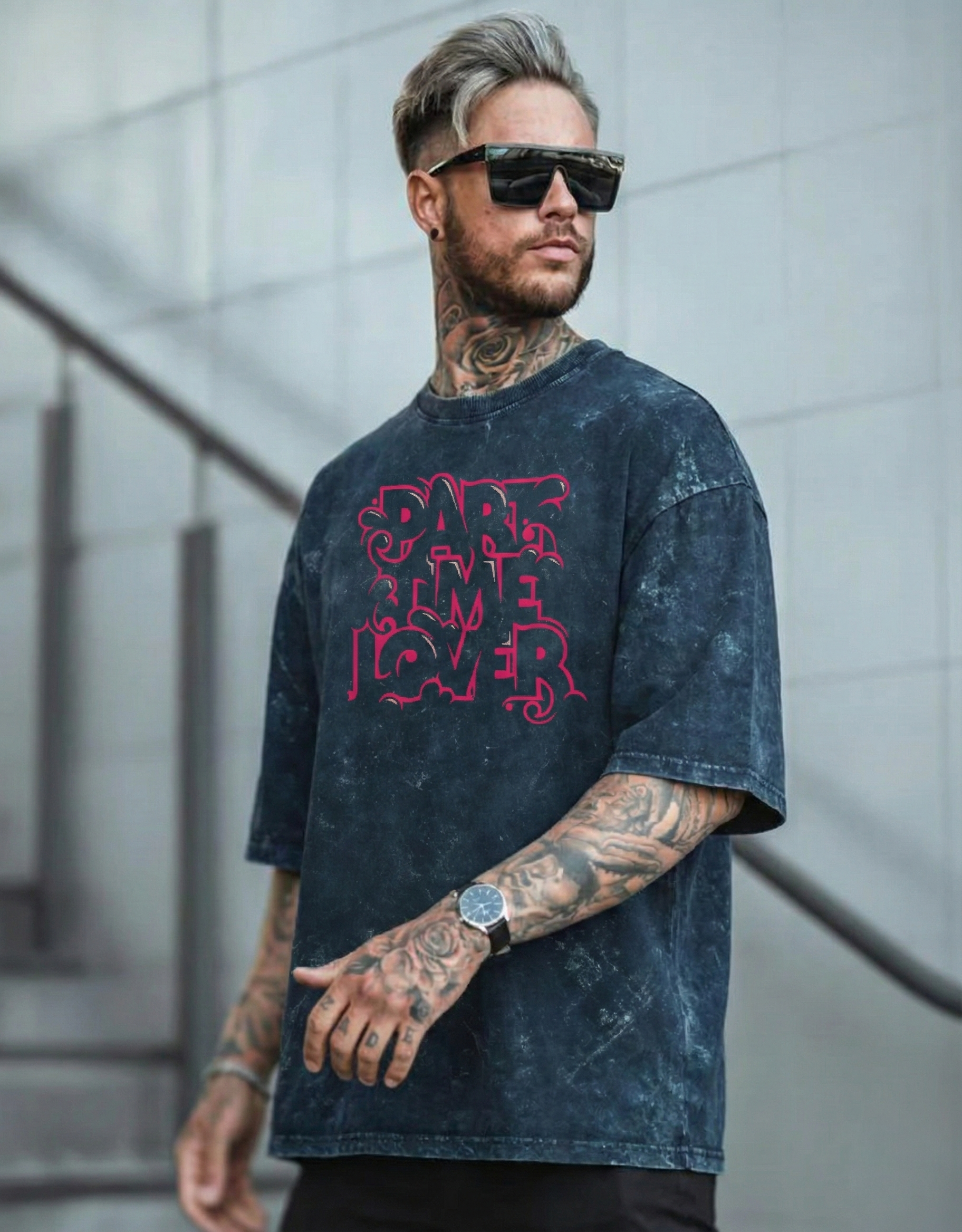 Unisex Acid Washed Oversized Tee